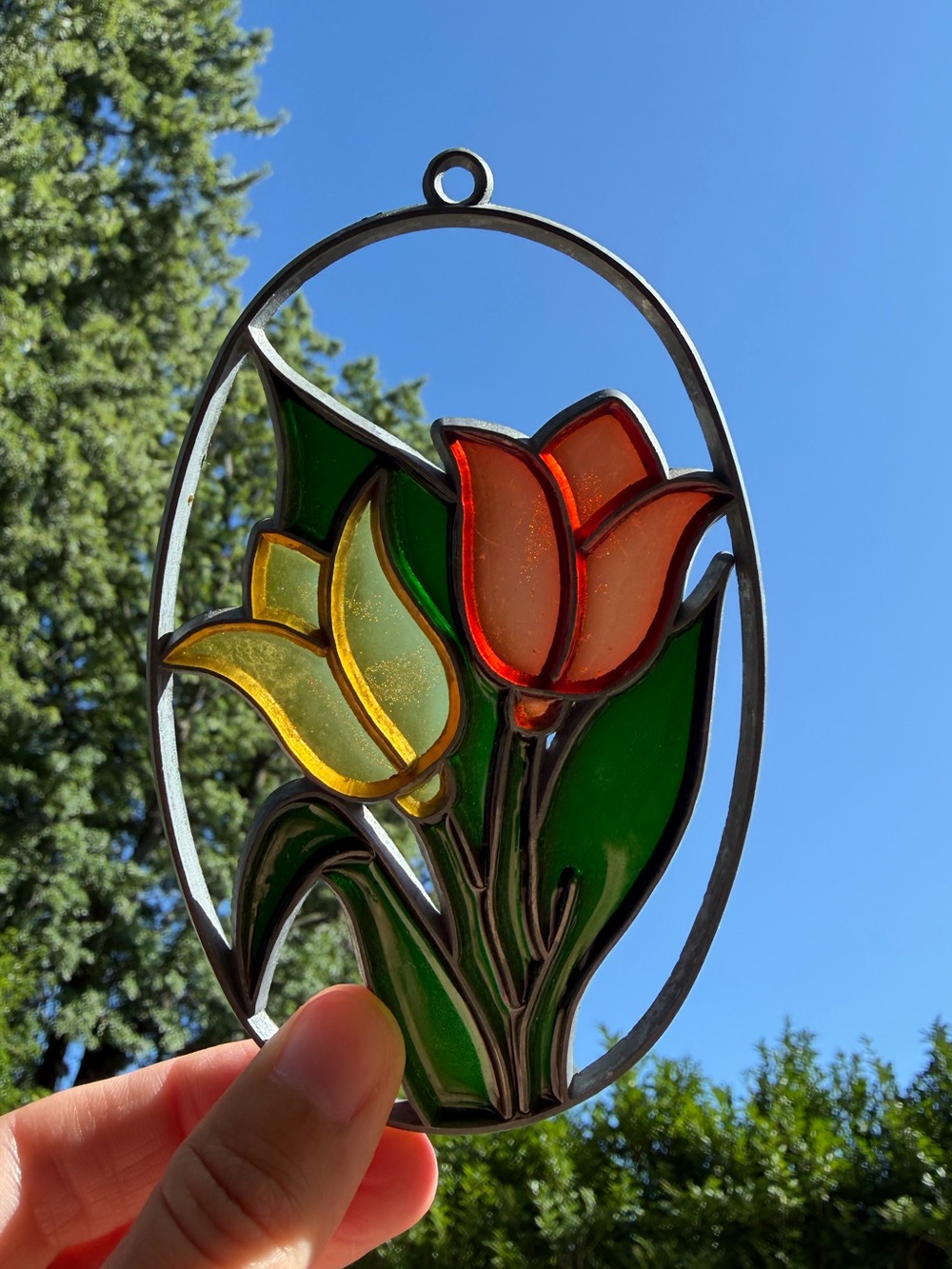 Vintage Tulip Stained Glass Sun Catcher
